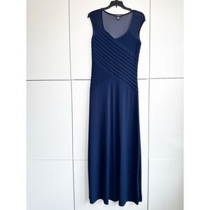 Candalite Navy Blue Gown Dress Size Small Crystal Pin-tuck Pleated Bust